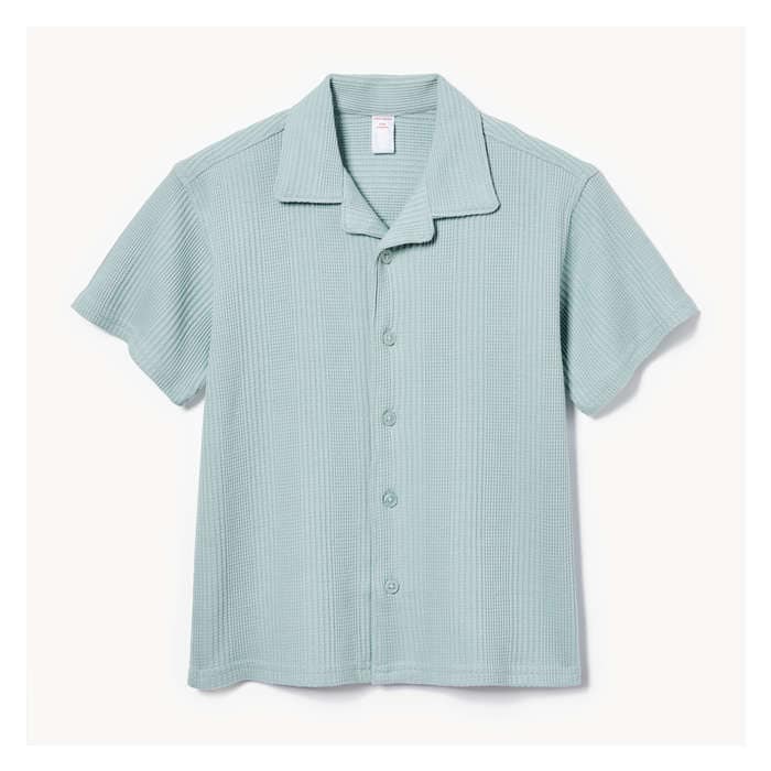 Kid Boys' Waffle Knit Button-Up Shirt